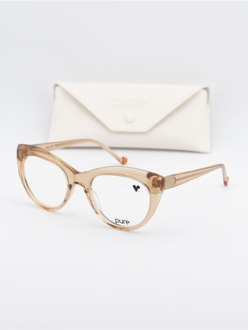 Pure P-7009 N 250 Cat Eye Eyeglasses 52mm – Transparent Camel